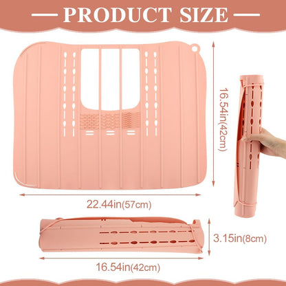 Bathroom Sink Cover For Counter Space Makeup,Bathroom Foldable Sink Cover,Silicone Beauty Makeup Brush Cleaning Mat,for Beauty Tools, Bathroom Sink Organizer Countertop(Light Pink)