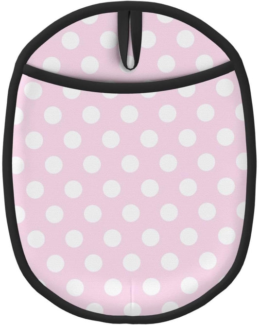 Light Pink Polka Dot Print A Pot Holders for Kitchen 1 PC - Heat Resistant Oven Mitts Hot Pads with Pocket, Silicone Pot Holders with Hanging Loop, Non Slip Potholders for Kitchen Baking Cooking