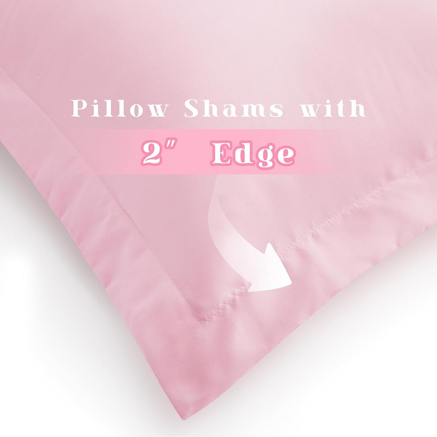 Homiest Light Pink Pillow Shams Standard Size Set of 2, 2 Inch Wide Decorative Flange Shams Set, Soft & Cozy Microfiber Pillow Cases with Envelope Closure, Wrinkle & Stain Resistant Pillowcases