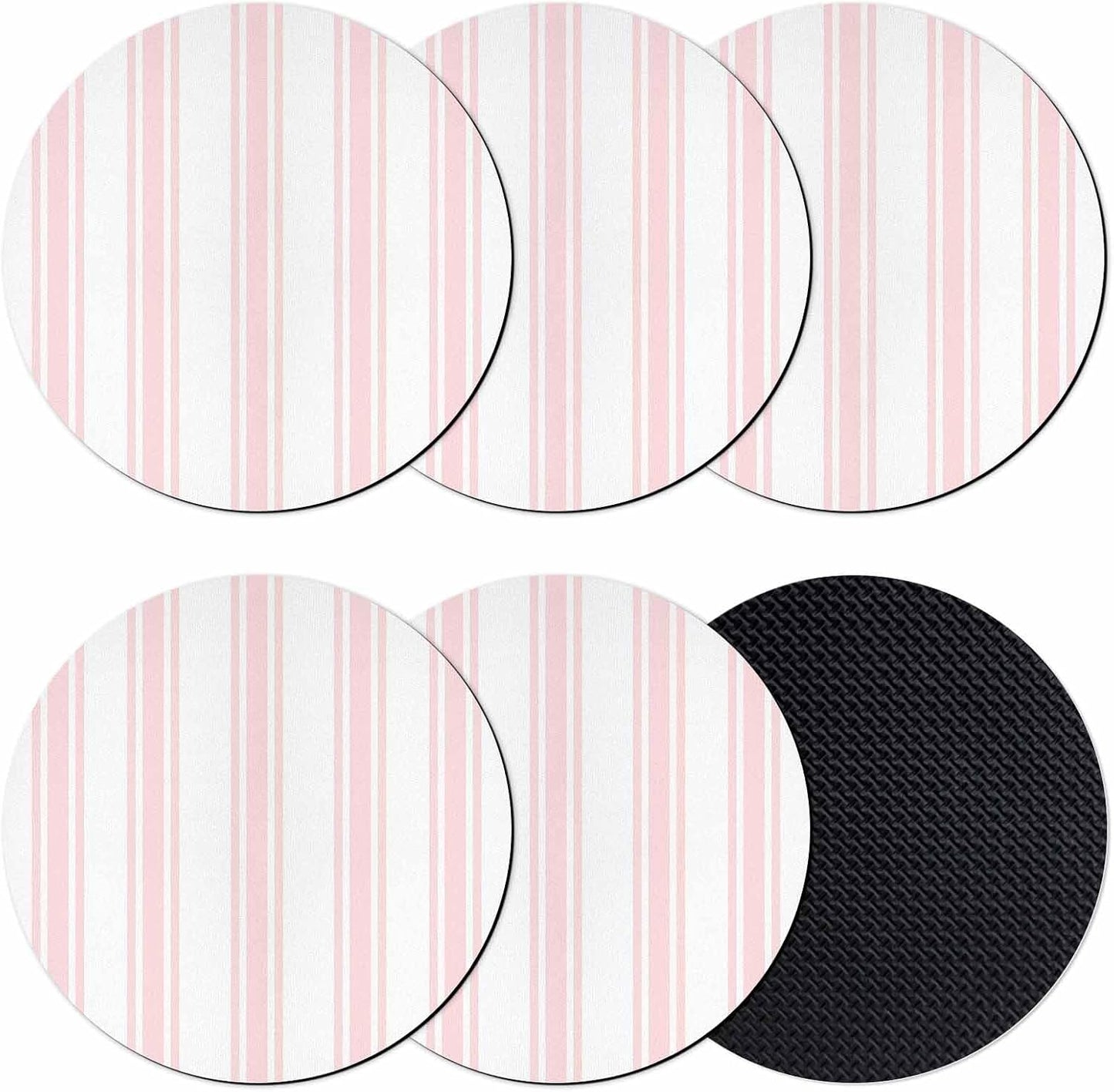 Pink Striped Coasters Set of 6 Absorbent Coasters for Drinks Coffee Table Decor Diatomaceous Earth Cup Coaster for Bar Desk Accessories Farmhouse Aesthetic Modern Stripes Gifts for Women 4Inch