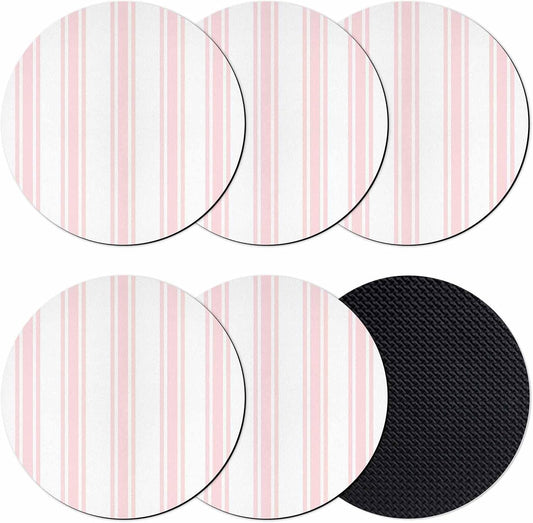 Pink Striped Coasters Set of 6 Absorbent Coasters for Drinks Coffee Table Decor Diatomaceous Earth Cup Coaster for Bar Desk Accessories Farmhouse Aesthetic Modern Stripes Gifts for Women 4Inch