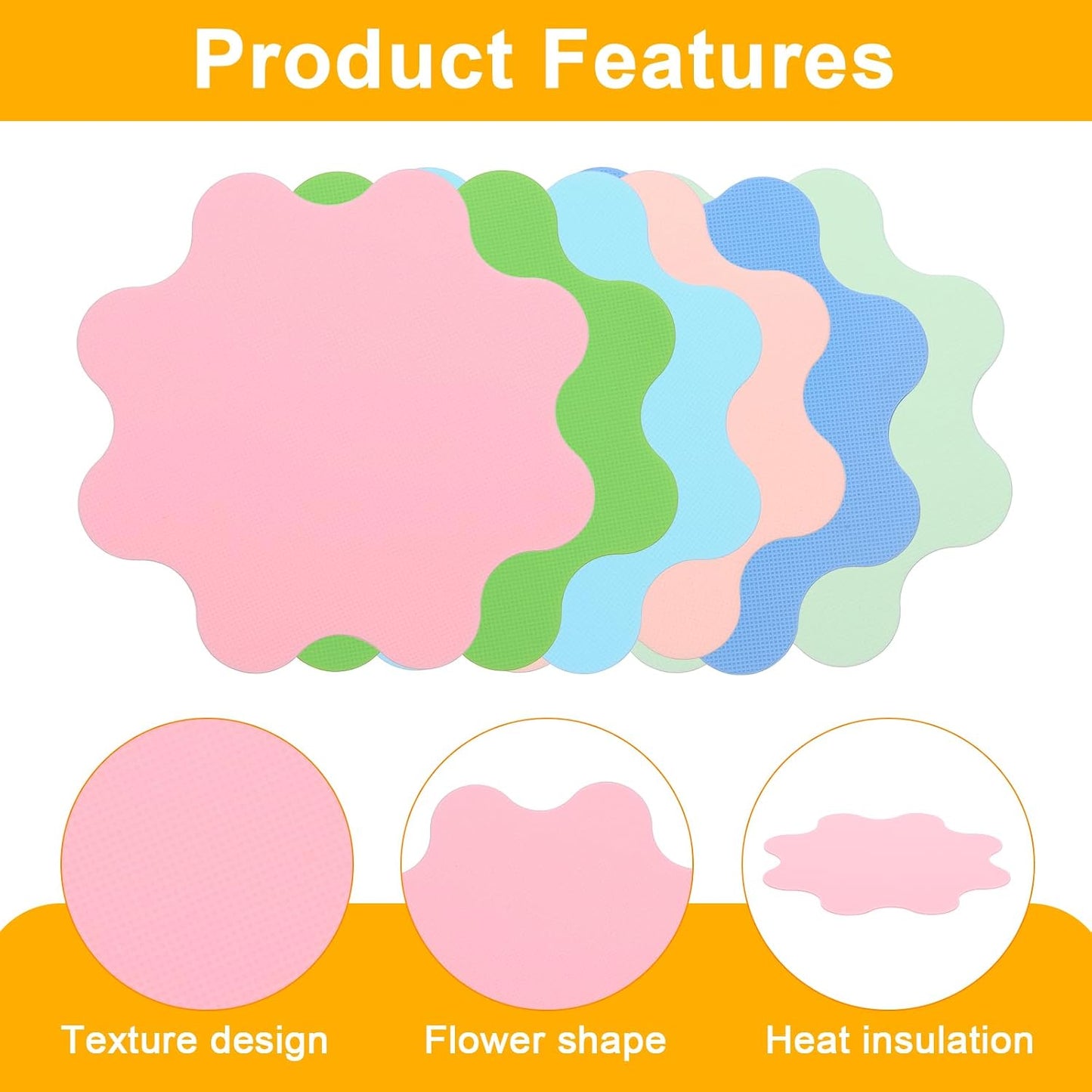 uxcell 4Pcs Silicone Jar Opener Pads, 4.53x4.72'' Texture Can Opener Flower Shape Thin Rubber Gripper Non-Slip for Weak Hands Senior Kitchen, Pink