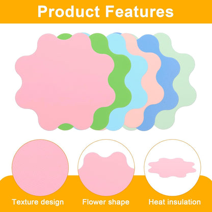 uxcell 4Pcs Silicone Jar Opener Pads, 4.53x4.72'' Texture Can Opener Flower Shape Thin Rubber Gripper Non-Slip for Weak Hands Senior Kitchen, Pink