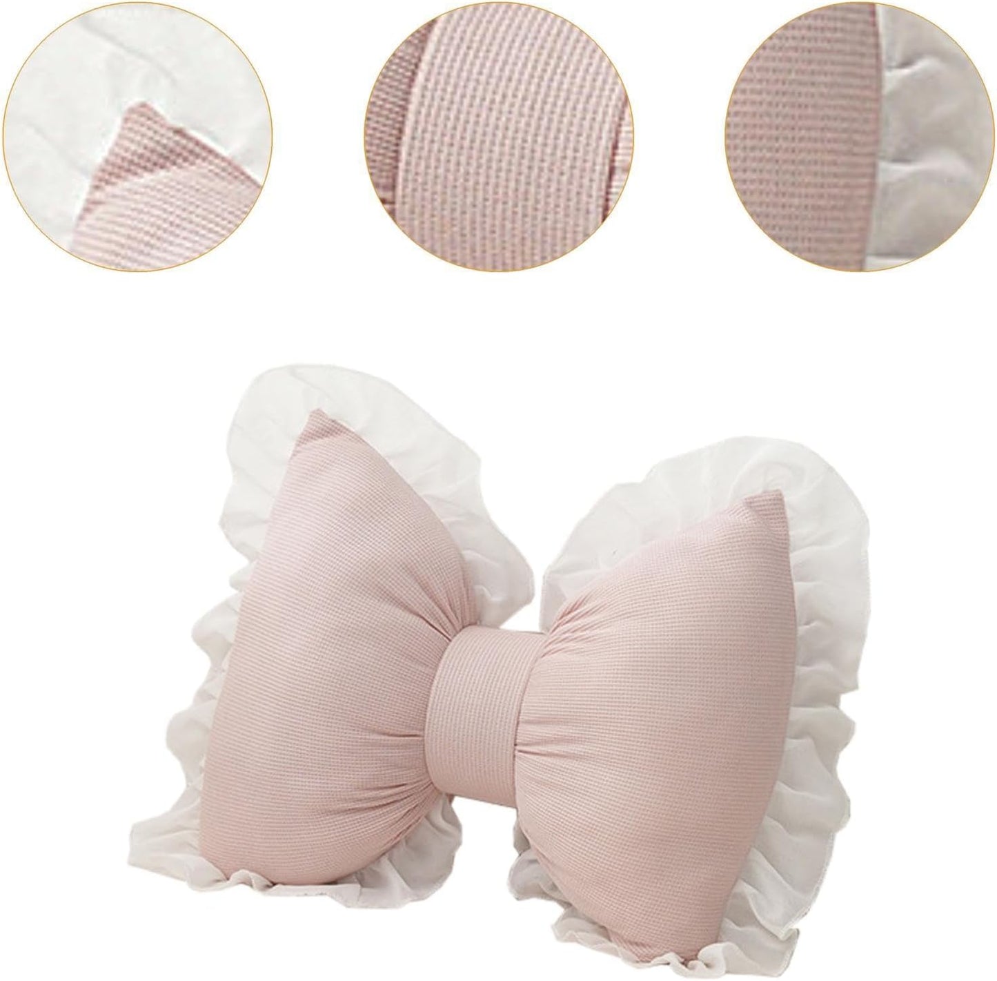 Fenteer Cute Bow Cushion, Soft Bowknot Decorative Throw Pillow, Comfortable Sofa Lumbar Pillow, Aesthetic Home Decor Bow Shaped Plush Bedside Cushion for Nursery Bed Sofa Couch, Style A Pink