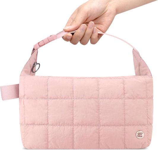 Lunch Bag for Women & Men, Quilted Puffer Lunch Box for Women, Insulated Leakproof Cooler Tote Bags with Adjustable Shoulder Strap for Work Picnic Travel, Dark Pink