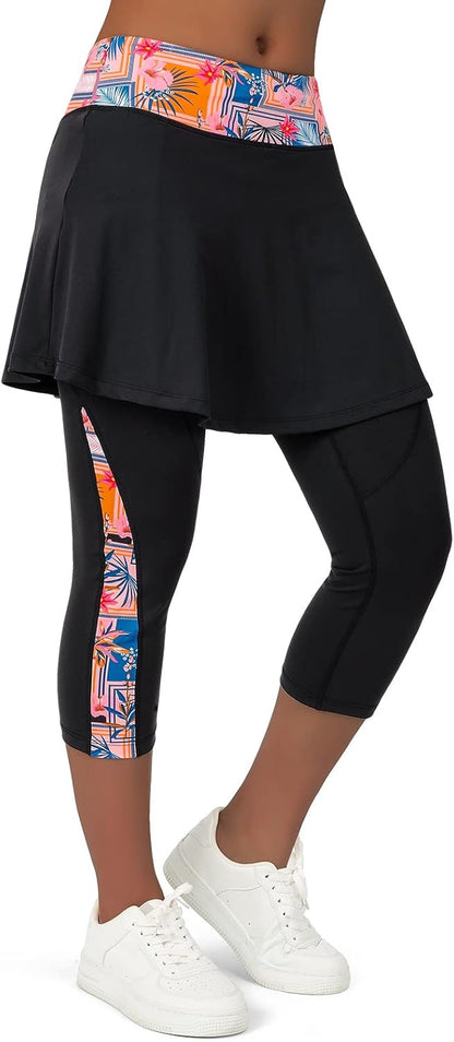 ANIVIVO Skirted Legging for Women, Yoga Legging with Skirts &Women Tennis Leggings Clothes Pockets