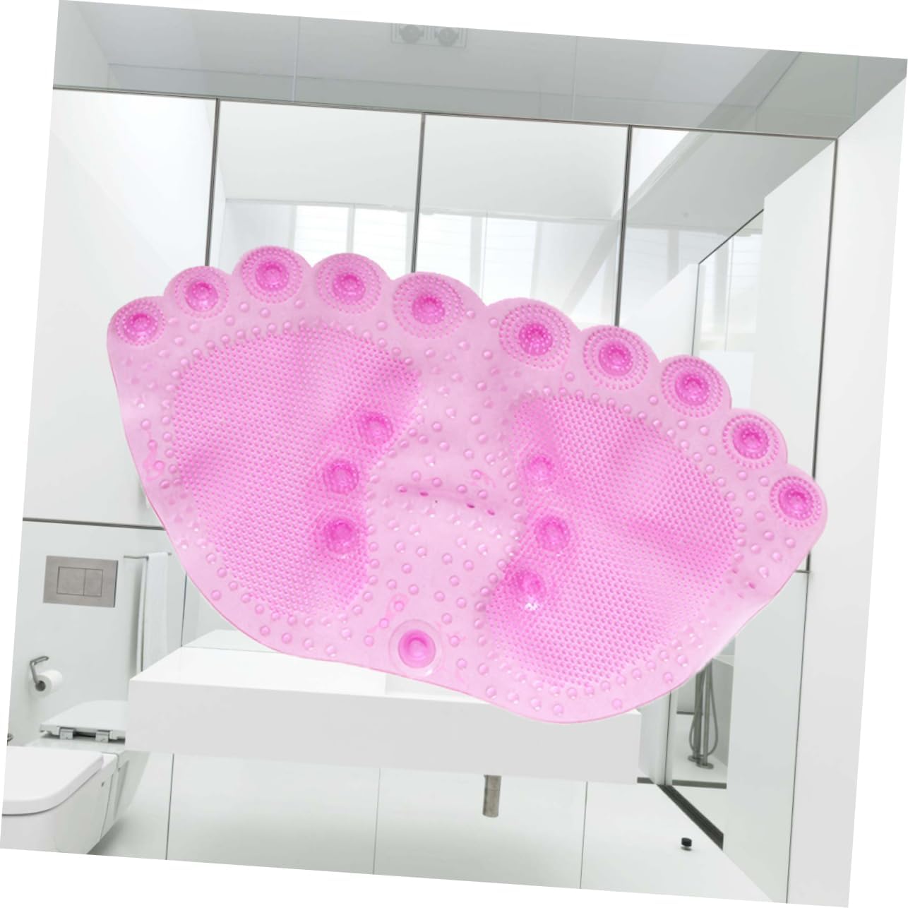Amosfun Slip Bathroom Rug with Suction Cups Pink Non Slip Mat for Shower Stall and Floor Skid Ground Mat for Home Use and Wear Resistant Design