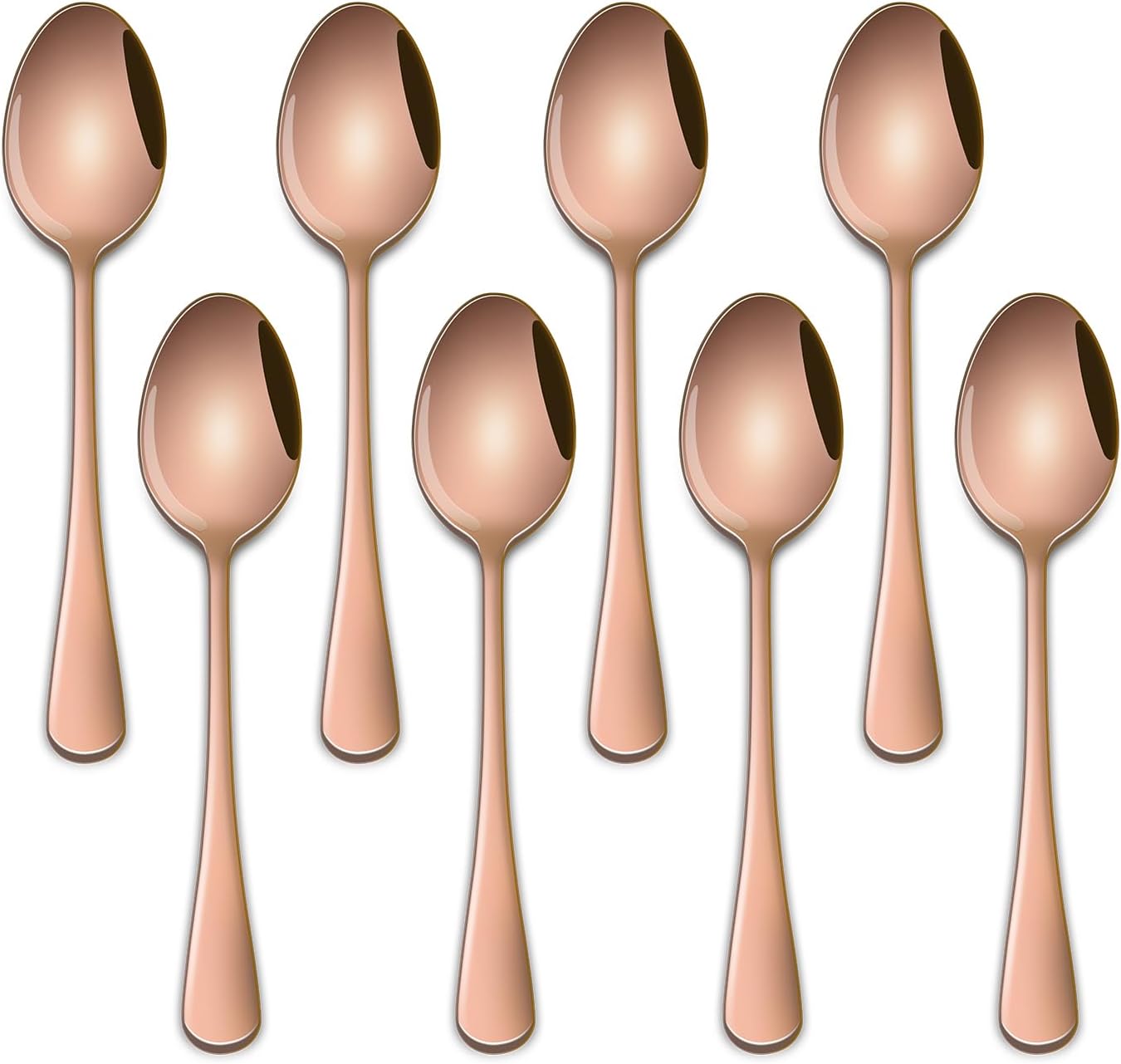 DEHOV 4.7 Inch Coffee Spoon,8 Pieces Rose Gold Stainless Steel Teaspoon Set,Mini Espresso Spoons,Copper Tea Spoon,Copper Seasoning Spoons