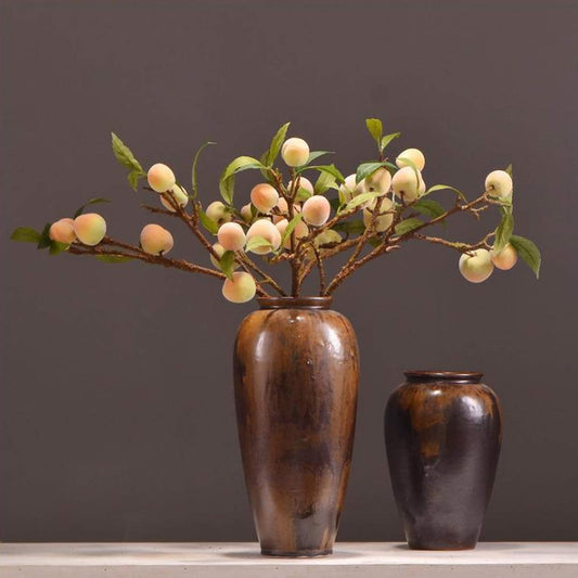 Artificial Peach Tree Branches, Faux Fruit Realistic Fruit Bouquet Fake Peach Stem for Vase Kitchen Display Home Wedding Decoration