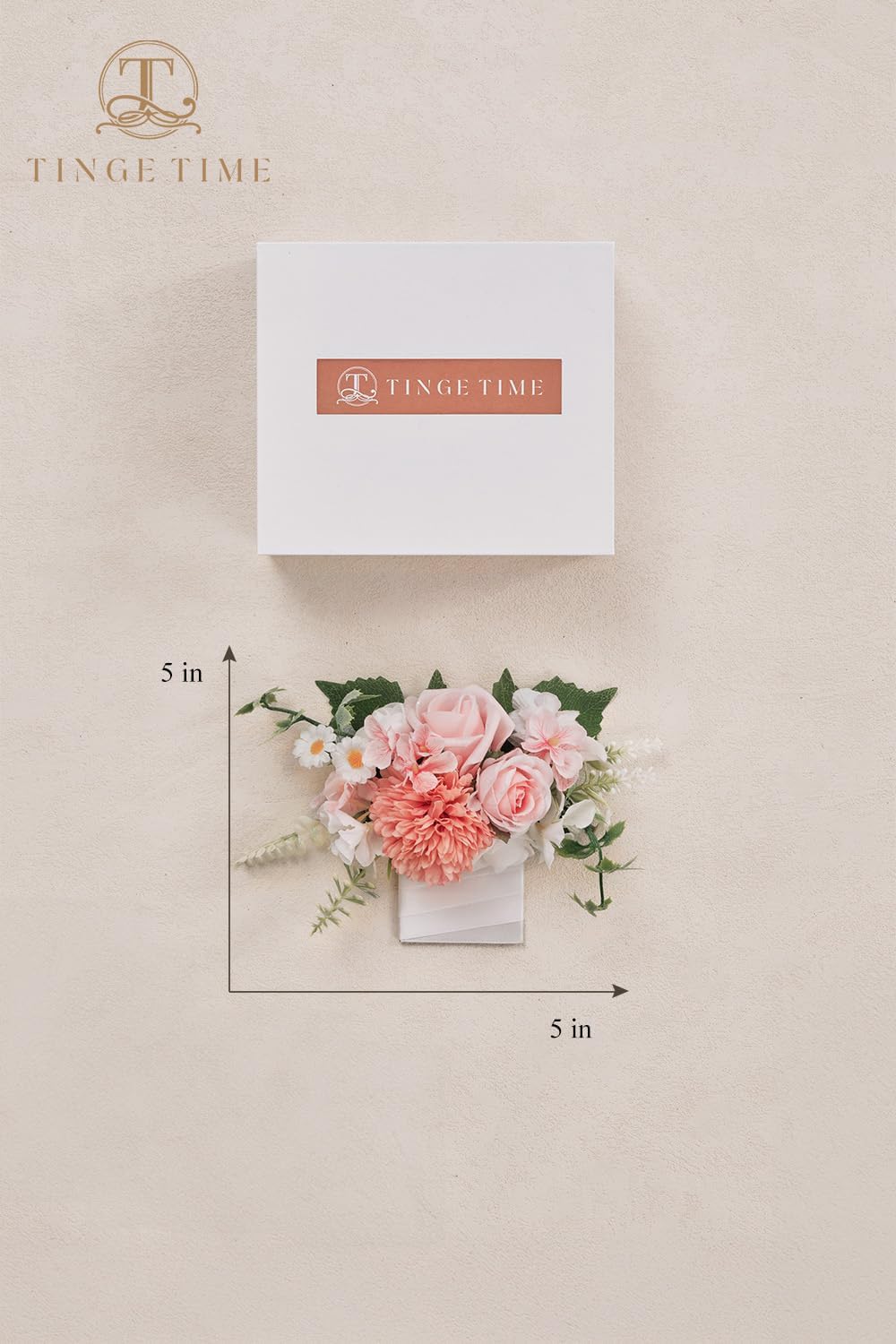TingeTime Single Pocket Boutonniere for Man Groom, Best Man Boutonniere for Wedding Ceremony Anniversary, Formal Dinner Party and Rustic Spring Wedding Marriage(PeachPink&White)