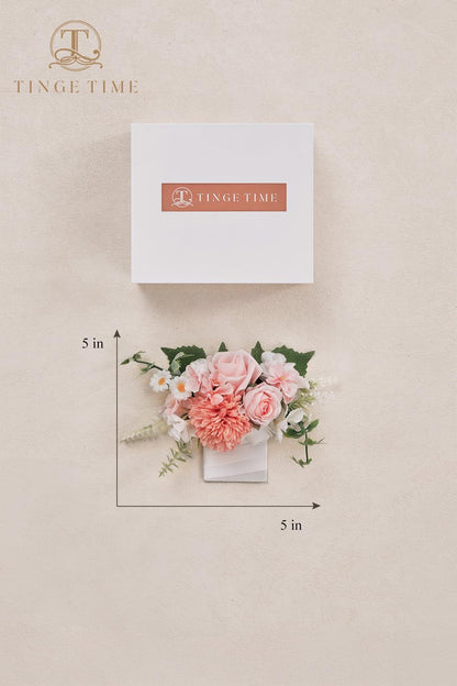TingeTime Single Pocket Boutonniere for Man Groom, Best Man Boutonniere for Wedding Ceremony Anniversary, Formal Dinner Party and Rustic Spring Wedding Marriage(PeachPink&White)
