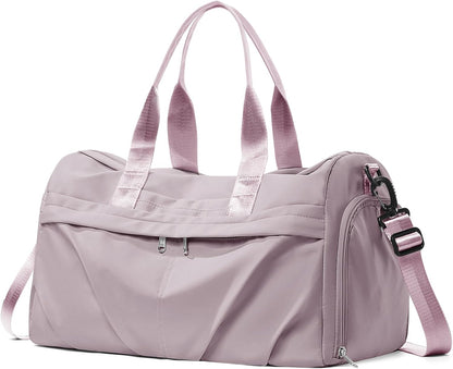 Gym Bag for Women Duffle Bag with Shoe Compartment Yoga Mat Bag Sports Workout Bag Weekend Overnight Bag, Light Pink