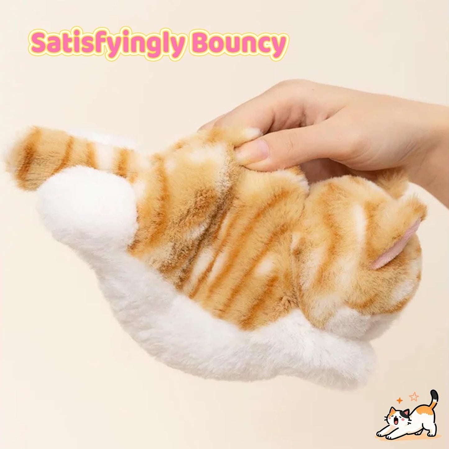 PEACH CAT Striped Cat Stuffed Animal Cute Kitten Plushies Small Plush Toys Gifts for Kids Brown