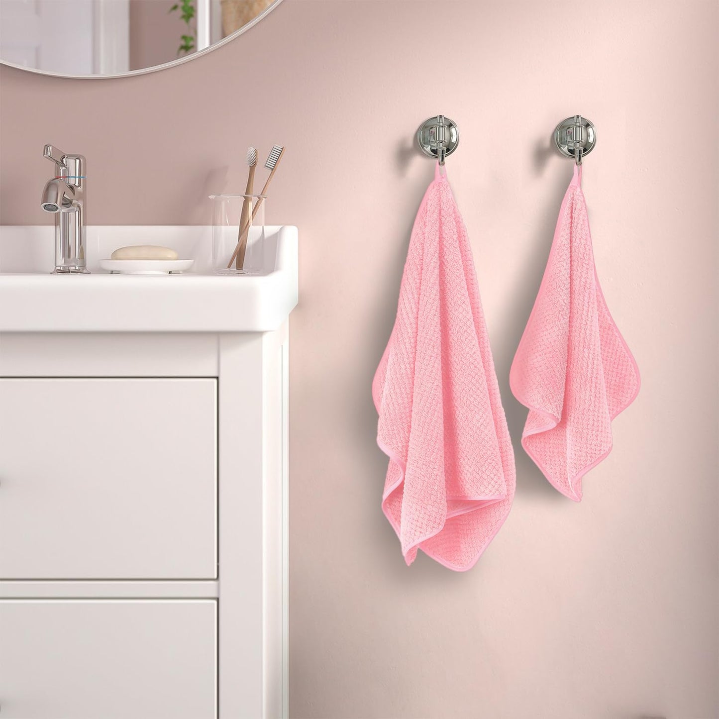 MaopaoBeauty Pink Towels 4 Piece Pink Towel Set, 35x70 in Extra Large Bath Towel Hand Towels Hair Towels Washcloths - Highly Absorbent Quick Dry, Soft Towel Set for Bathroom, Pack of 4