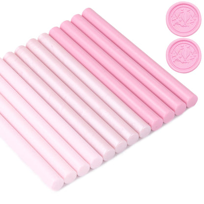 12pcs Wax Seal Sticks, HOSEALING 3 Colors Pink Sealing Wax Sticks Kit for Wax Seal Stamp, Pearl Pink Glue GUE Sticks Set for Wedding Invitations, Letter Sealing (Kit 15)