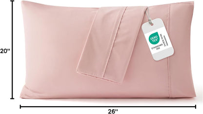 Bedsure Pillow Cases Standard Size Set of 2 - Blush Pink Brushed Microfiber Pillowcases, Super Soft and Cozy Pillow Case Covers with Envelope Closure for Kids, Wrinkle, Fade Resistant, 20x26 Inches