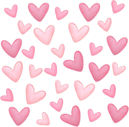 120 Pieces Heart Wall Decals, Pink Heart Shape Wall Stickers, PVC Removable Pink Walls Stickers for Girls Bedroom, Nursery, Kids Room, Playroom Decorations, Pastel Cute Hearts
