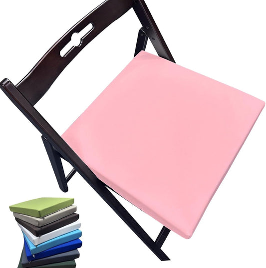 Comfortable & Waterproof Seat Pads for Dining/Office Chairs & Outdoor Furniture - Foam Chair Cushion, 12"x12", 14"x14", 16"x16",18"x18", Non-Slip, Removable Cover(Pink,12X12X2in)