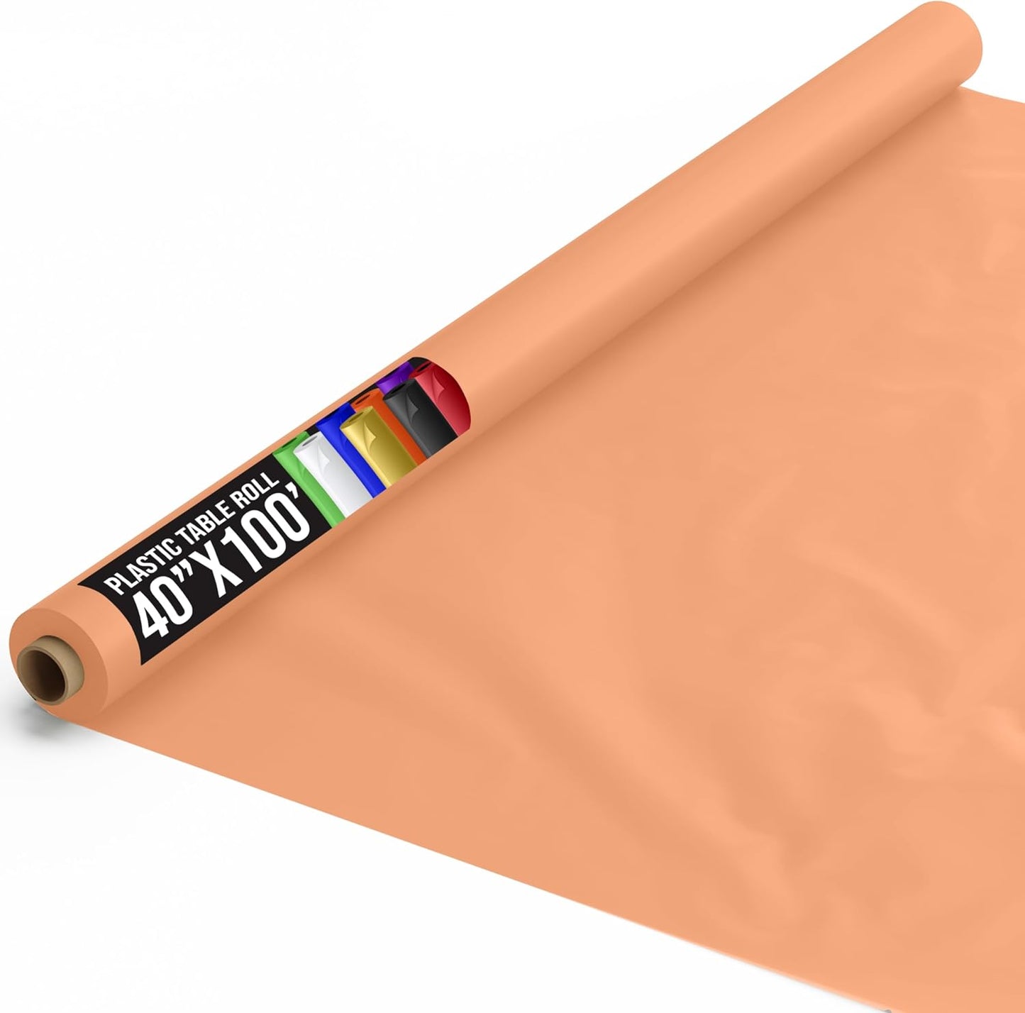 Exquisite Party Solids Peach Plastic Table Cover Roll 40" X 100' Table Cloth Plastic Cover Roll - Premium Quality Thick 0.5 MIL Banquet Rolls - Disposable Tablecloth Rolls