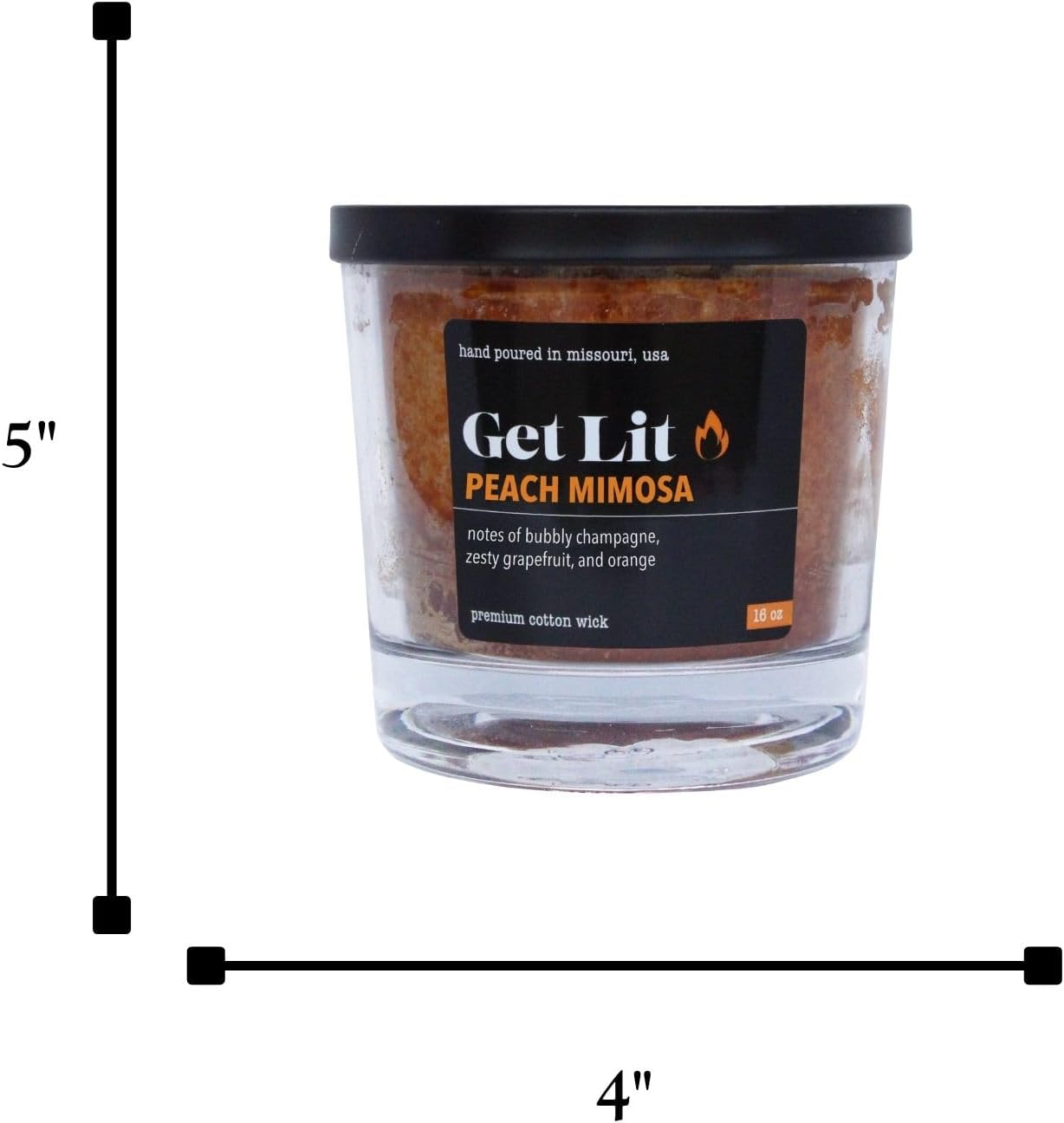 Get Lit | Peach Mimosa | 16 oz Double-Wick Scented Candle | Hand-Poured in Missouri, USA | Bright Fruity Champagne Fragrance