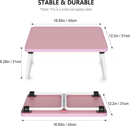 Lap Desks Laptop Tray for Bed or Couch,Portable Breakfast Serving Tray with Folding Legs,Foldable & Lightweight Mini Table, Laptop Stand for Working, Reading and Writing,Pink
