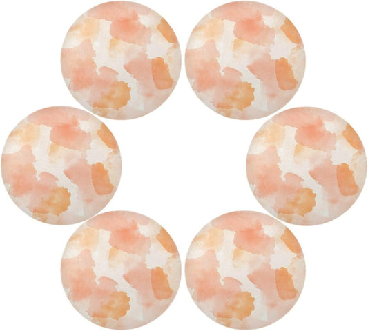 Placemats Set of 6 Peach Pattern Round Table Mats for Kitchen and Dining Washable Place Mats Heat Resistant Table Decoration 15.4 inch