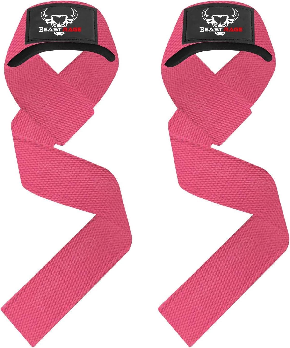 BEAST RAGE Lifting Wrist Straps for Weightlifting, Straps Gym Grip Power Workouts Lifting Straps Padded Neoprene & Premium Cotton Men Women, Deadlift Bodybuilding Exercise Lifting Straps