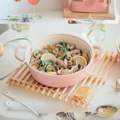 Neoflam Retro 2.0QT Low Stock Pot with Lid – 8.7" (22cm) Nonstick Ceramic Coated Casserole Pot for Soup, Pasta, Stew, Dishwasher Safe, Elegant Pink Cookware for Everyday Use, Made in Korea
