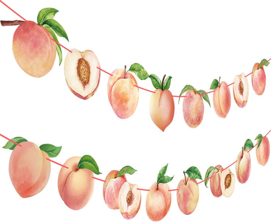 2PCS Pink Peach Cutout Banner Peach Decor One Sweet Peach Birthday Decorations Peach Party Decorations for Girl Princess Birthday Baby Shower Wedding Supplies