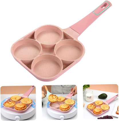 VICASKY Non Stick Egg Frying Pan with Groove Design Compact Lightweight Skillet for Even Heating and Easy Cleaning Practical Home Cooker for Breakfast and Omelette Cooking Pink