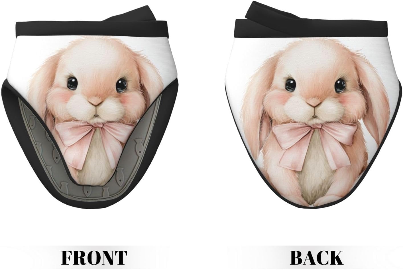 Watercolor Animal Light Pink Bunny Wearing Bow Mini Silicone Oven Mitts Heat and Slip Resistant Kitchen Mittens,Short Oven Gloves for Safe Cooking Baking & Grill,5.9"X5.9"