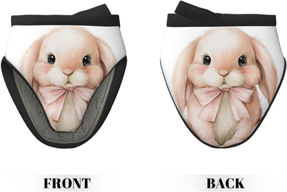 Watercolor Animal Light Pink Bunny Wearing Bow Mini Silicone Oven Mitts Heat and Slip Resistant Kitchen Mittens,Short Oven Gloves for Safe Cooking Baking & Grill,5.9"X5.9"