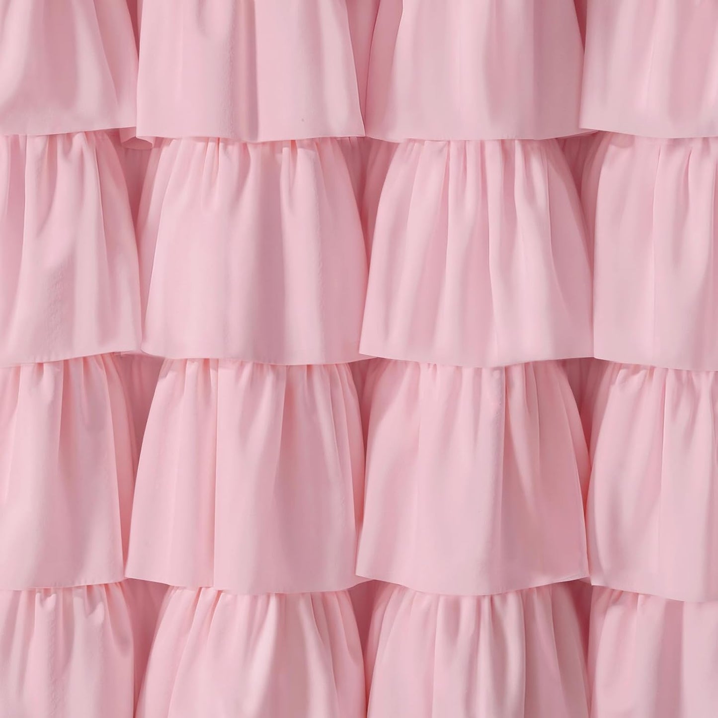 Pink Ruffle Shower Curtains for Bathroom, Cute Farmhouse Boho Fabric Chic Shower Curtain, 72" W x 72" L
