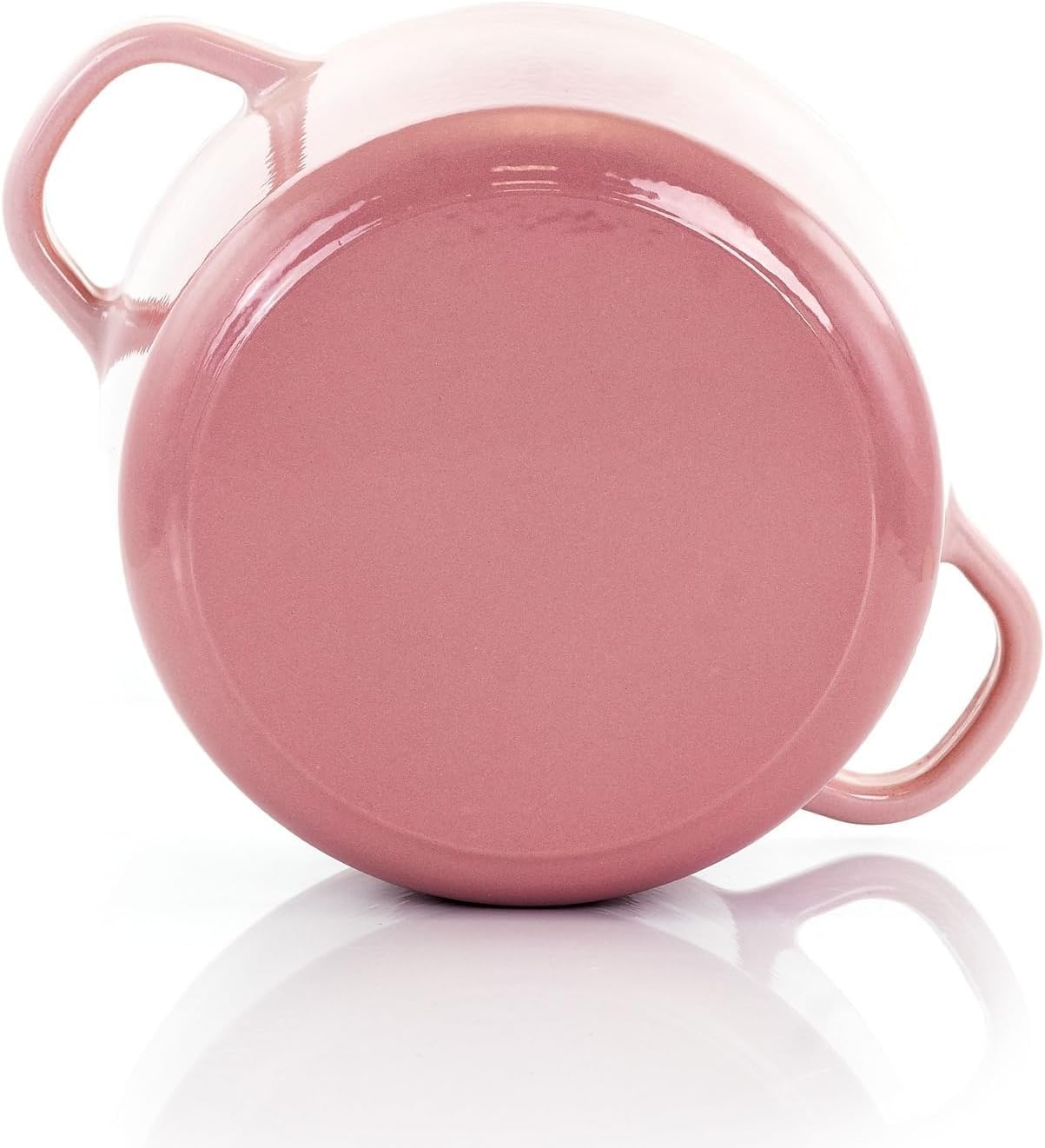 3 Quart Enameled Cast Iron Dutch Oven with Lid – Round Mini Casserole Pot with Self-Basting Cover & Stainless Steel Knob, Even Heat Distribution for Braising, Baking & Simmering (Pink, 3 Quart)
