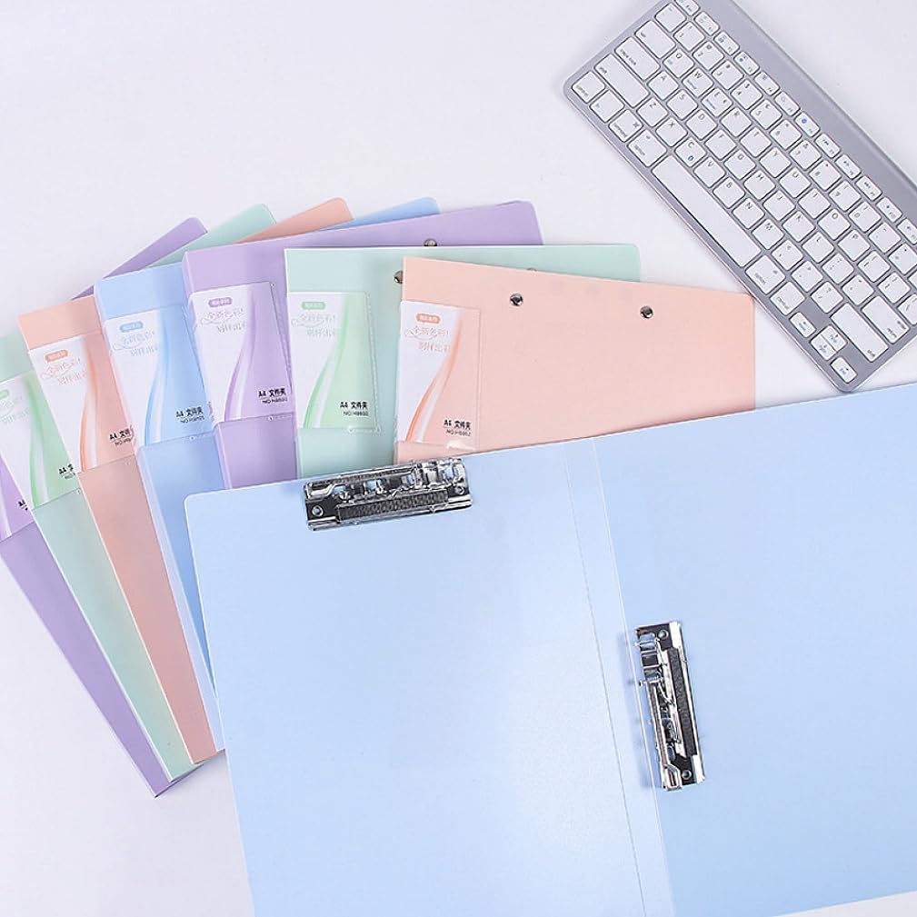 Punchless Clamp Binder, Ringless Binder Holds 100 Letter Size Pages, Documents, Folders for Documents, 8.5x11 Folder with Double Metal Clips for Home or Office, Pink