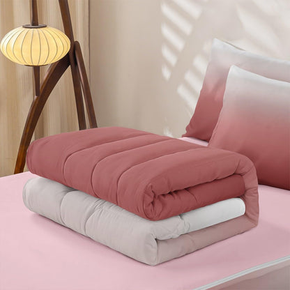 Erosebridal Peach Zip Up Bedding Set Twin Abstract Ombre Zipper Comforter Set with Sheets Pink Girl Bed in a Bag White Coral Gradient Modern Art Bed Sets with 2 Pillowcases