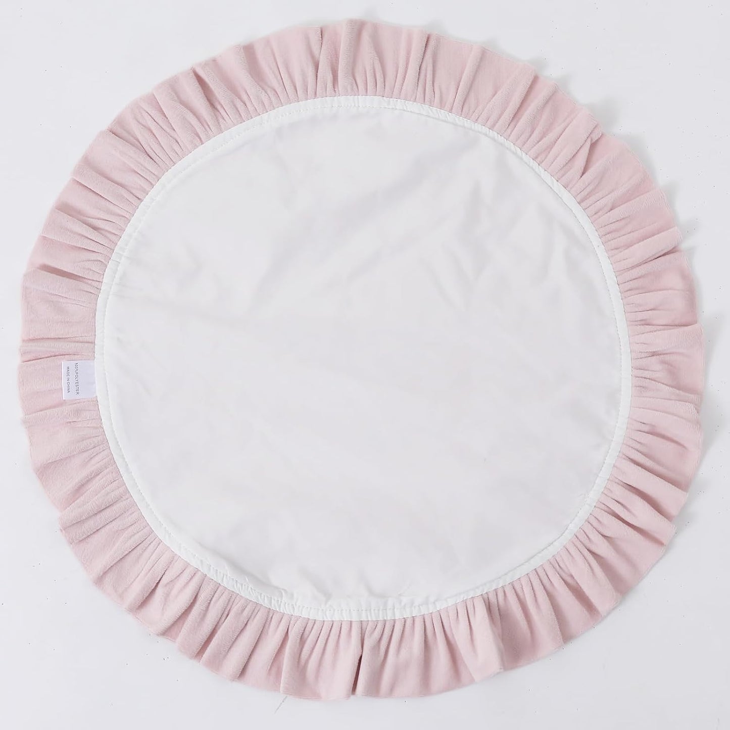 15 Inch Velvet Round Placemat with Ruffle for Dining Table Outdoor Placemats Non-Slip Washable for Gathering, Occasional Decoration and Family Parties Celebrations Set of 4, Pink