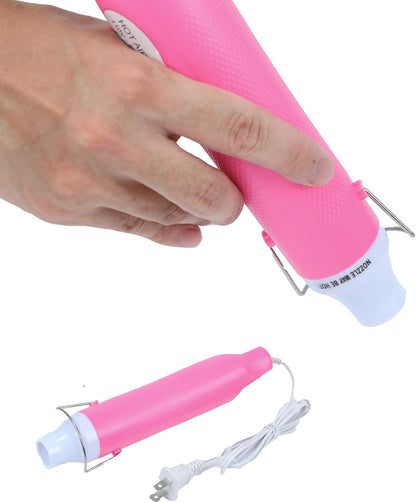 Heat Gun, 110V 300W Handed Hot Air Gun for Crafting, 3.28FT Ultra-Long Cable Portable Heat Gun with Stand and Power Cord for Shrinking Wrapping PVC, DIY Embossing and Drying Paint (Pink)