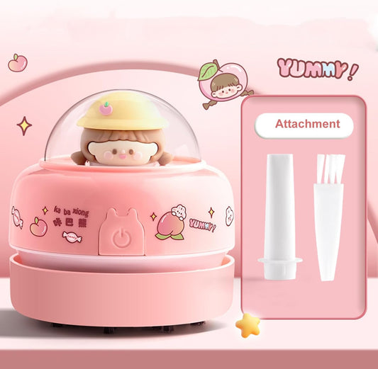 Talent Star Mini Desktop Vacuum Cleaner, Portable Battery Powered Vacuum Cleaner for Desk Cordless 360-degree Rotatable Desktop Vacuum for Cleaning Eraser Crumbs Hairs Crumbs Keyboard Pink
