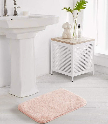 Suchtale Non Slip Bath Mat, Soft Microfiber Shaggy Bath Mat for Bathroom & Shower (16 x 24, Blush) Water Absorbent, Thick Plush, Machine Washable