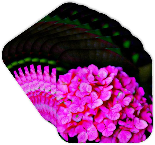 3dRose Pretty Pink Hydrangea Flower with an Image of Light Infusion Painting Set of 8 Coasters - Cork