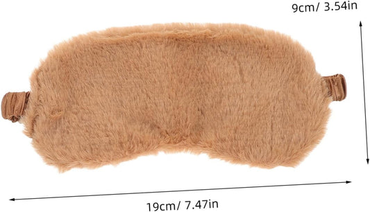 Didiseaon 2pcs Plush Furry Eye Mask for Sleeping Soft Faux Fur Light Blocking Eye Covers for Travel Nap and Sleepover Cute Cartoon Design Pink Brown