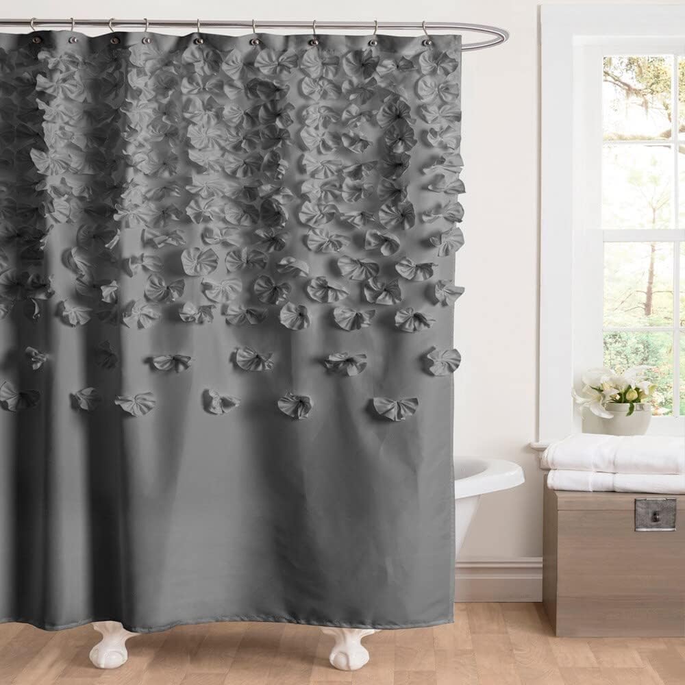 Lush Decor Lucia Shower Curtain 72" W x 72" L, Blush - Bathroom Curtain - Coquette Decor - Flower Shower Curtains - Pink Fabric Shower Curtains
