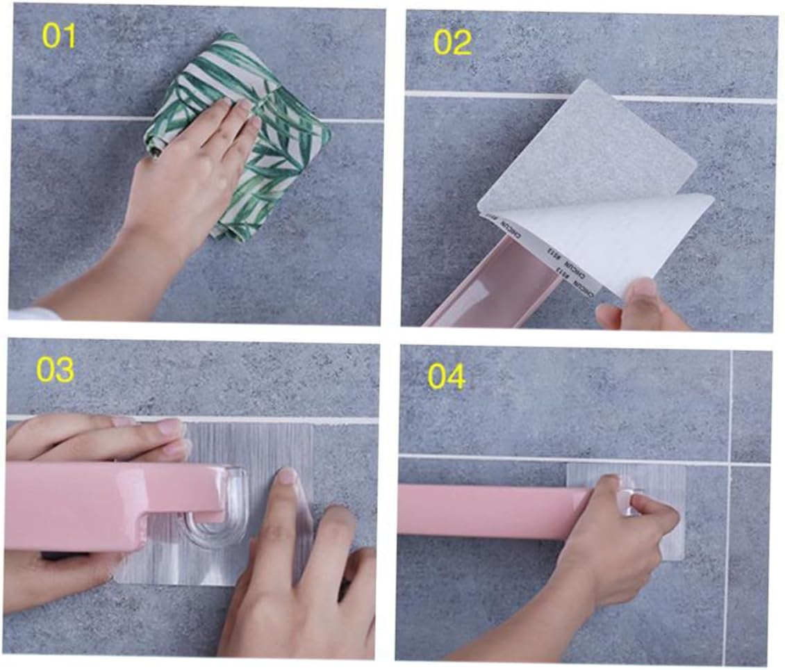 Wall Mounted Towel Rack Pink Self Adhesive Towel Shelf for Bathroom Kitchen Space Saving Storage