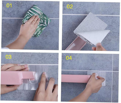 Wall Mounted Towel Rack Pink Self Adhesive Towel Shelf for Bathroom Kitchen Space Saving Storage