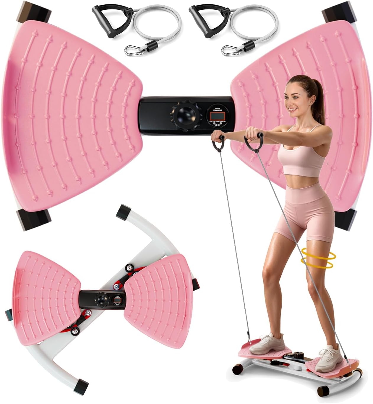 Waist Twister Machine Exercise, Ab Twist Board with Smart LED Digital Counter, Supports 300 lbs, Noiseless, Anti-Slip, Compact Portable for Home Gym Workout Equipment
