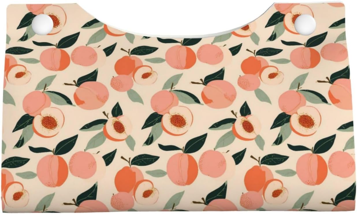 Peaches (3) Print Tissue Box Cover,Rectangular Pu Leather Tissue Holder for Bathroom Living Room Office
