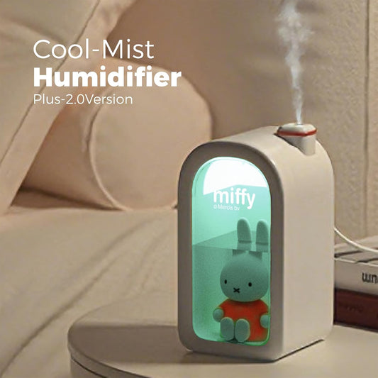 Mipow X Miffy Cool Mist Humidifier - Ultrasonic Quiet Humidifier, Mini Cute Humidifier with Night Light, 380ml for Bedroom, App-Controlled RGB Light (2.0 Plus-Version) - Pink