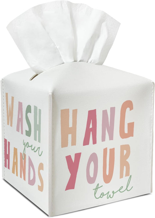 Cute Leather Tissue Holder with Bottom Belt Gifts for Housewarming Kid Son Waterproof Colored Leather Tissue Case Holder Decor for Bathroom Toilet Home Bedroom Facial Paper Organizer - YT0251