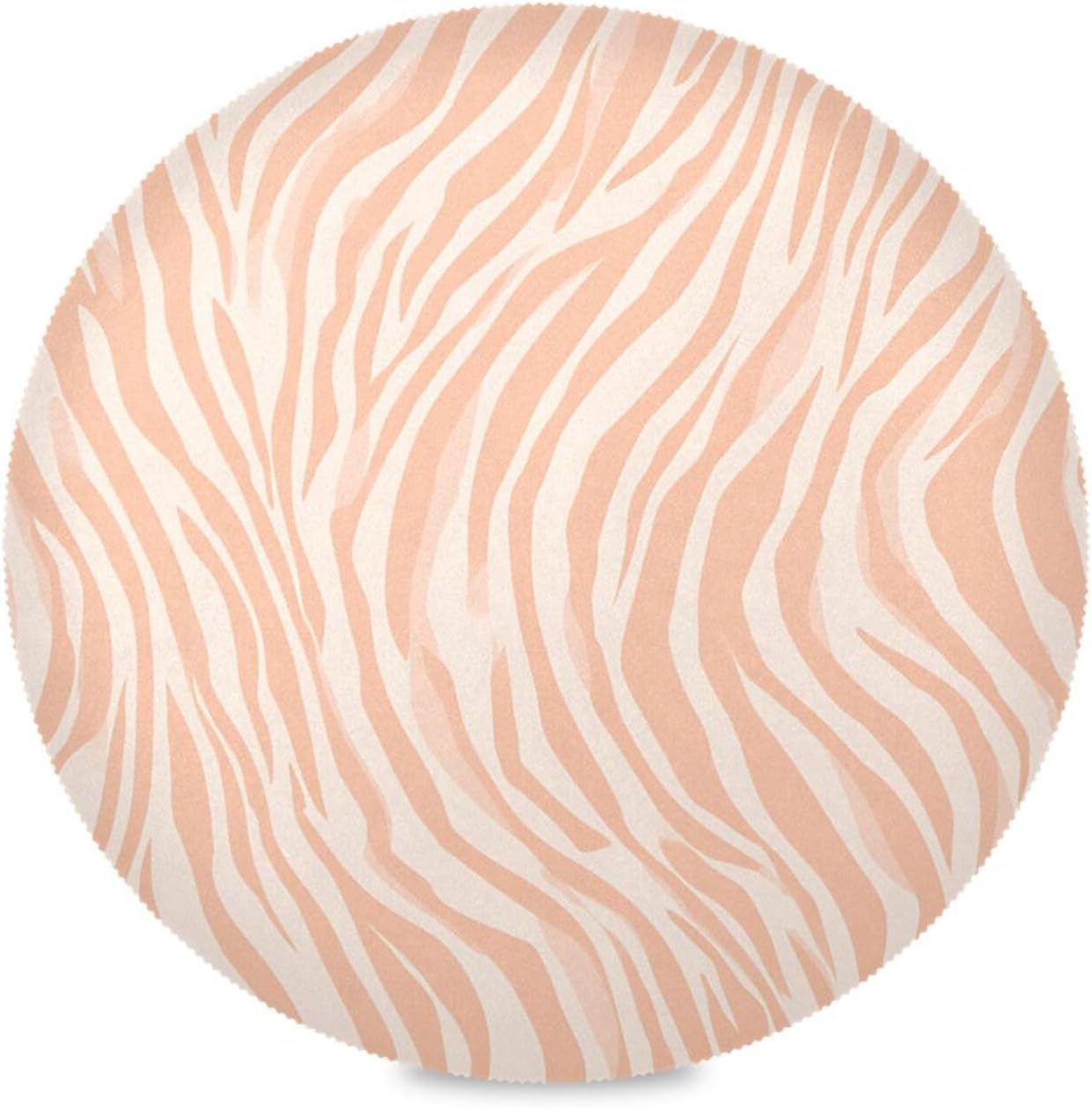 Round Placemats Pattern Peach Zebra Print Table Mats Washable Non-Slip Heat Resistant Place Mats for Dining Table Home Decoration Tray Mat 15.4"X15.4", Set of 1